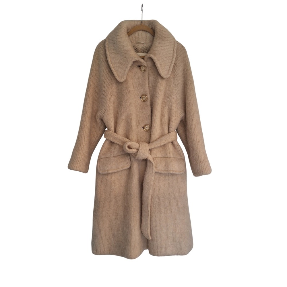 Vintage Eider Knit Wool Coat Cream Icelandic Belted Cozy Warm Scotland  16-18‎